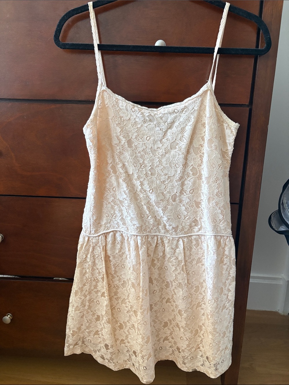 Vintage Lace Spaghetti Strap Dress in Light Blush
